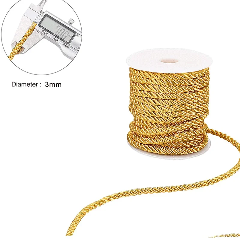 3mm 10m Twisted Cord Rope Trim Craft Decorative Nylon Rope Handmade Cording for Sewing Crafts Upholstery Home Décor