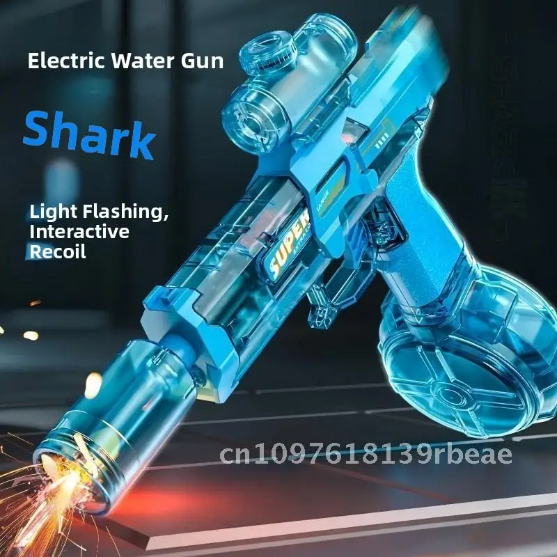 

2025 new electric water gun toy for children, with continuous water spray and flashing flames, ice mouse explosion, and automati