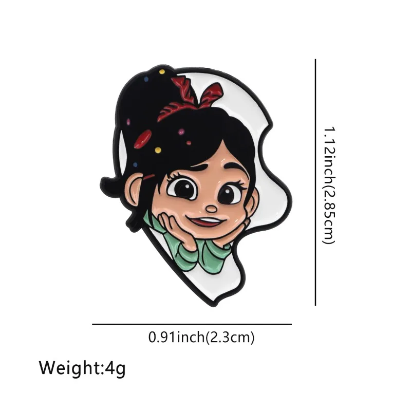 Anime Wreck-It Ralph Spilla Divertente Vanellope Von Schweetz Smalto Spille Zaino Abbigliamento Distintivo in metallo Accessori 2 Pz/set