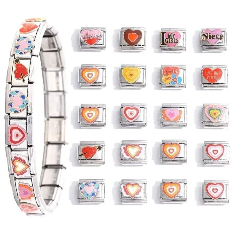 

Stainless Steel Elastic Modular Exquisite Colorful Diverse Types Heart Shape DIY Charm Bracelet Accessories Handmade Jewelry