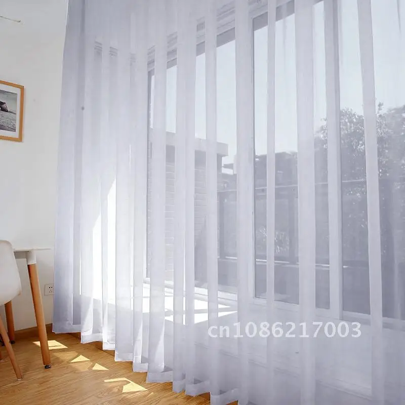 

Light Grey Sheer Tulle Curtains for Living Room Bedroom Kitchen Voile Organza Decoration Curtains