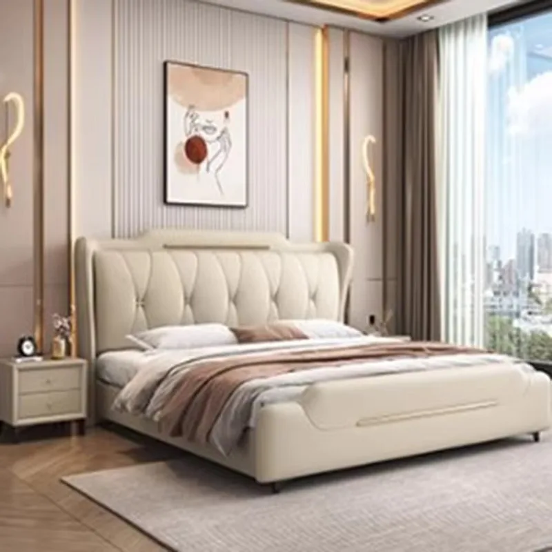 Gray Organizer Double Bed Bedrooms Board Comforter Modern Wooden Floor Double Bed Full Size Luxury Cama Box Solteiro Furniture