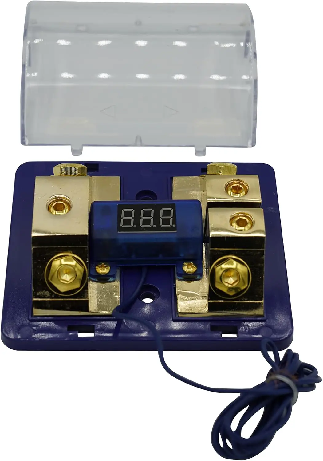 250A Dual Digital Golden ANL Dist Block Fuse Holder 1x 0Ga in 2X 4Ga Out Free 2PCS Fuses