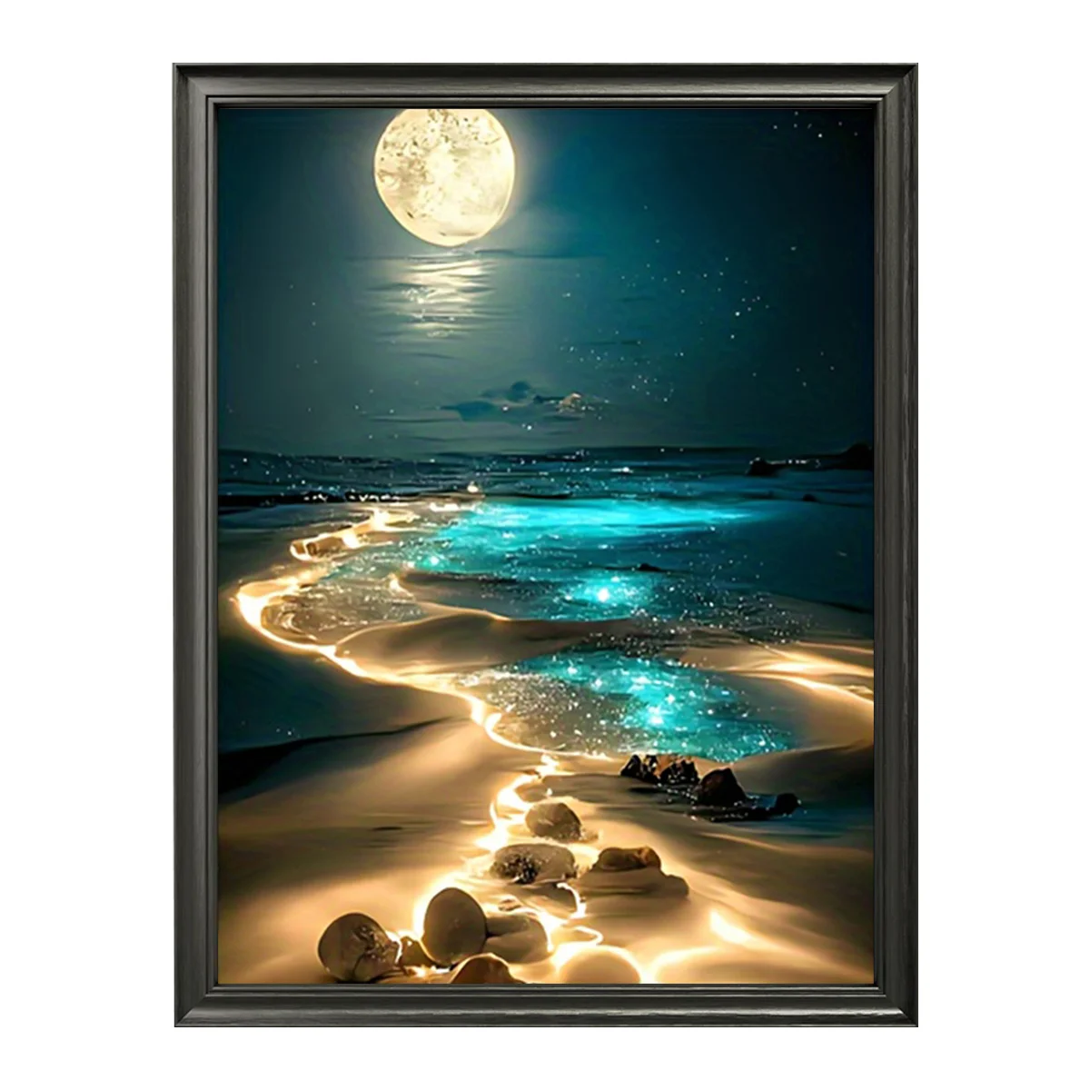 1pc Canvas Painting, Moonlight Seascape for Home Bedroom Living Room Children's Room Farmhouse, Hotel Cafe Room Artwork Canva