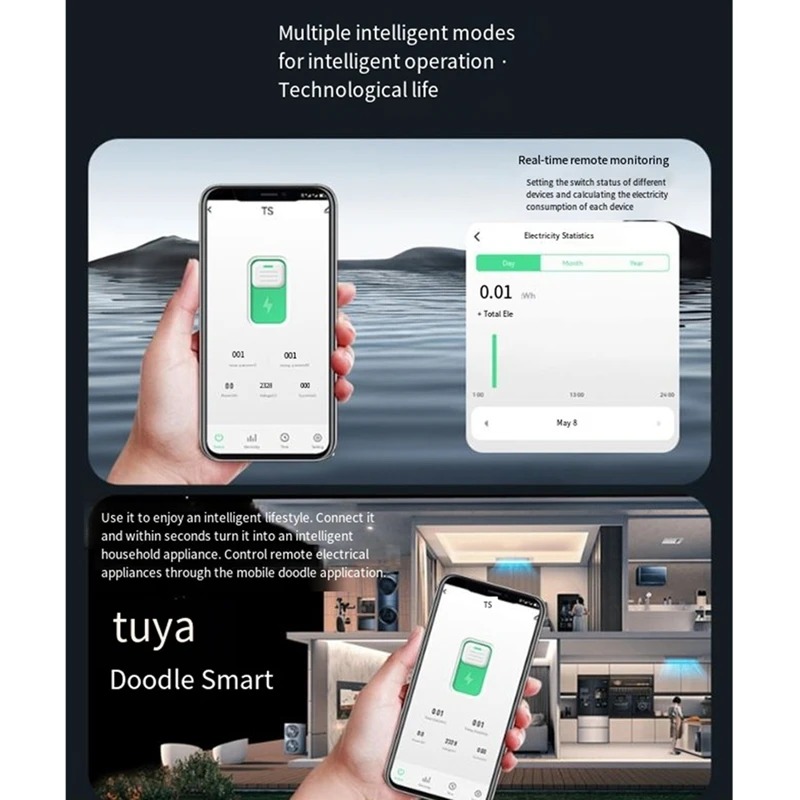 2P TUYA WiFi Smart Circuit Breaker Real- Energy Voltage Current Meter Protector Voice Remote Control Switch-DTA9 view 5
