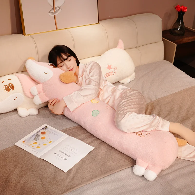 80cm kawaii gigante longo dachshund travesseiro de pelúcia macio animais de pelúcia brinquedos dos desenhos animados babys acompanhar boneca de dormir para meninas presentes