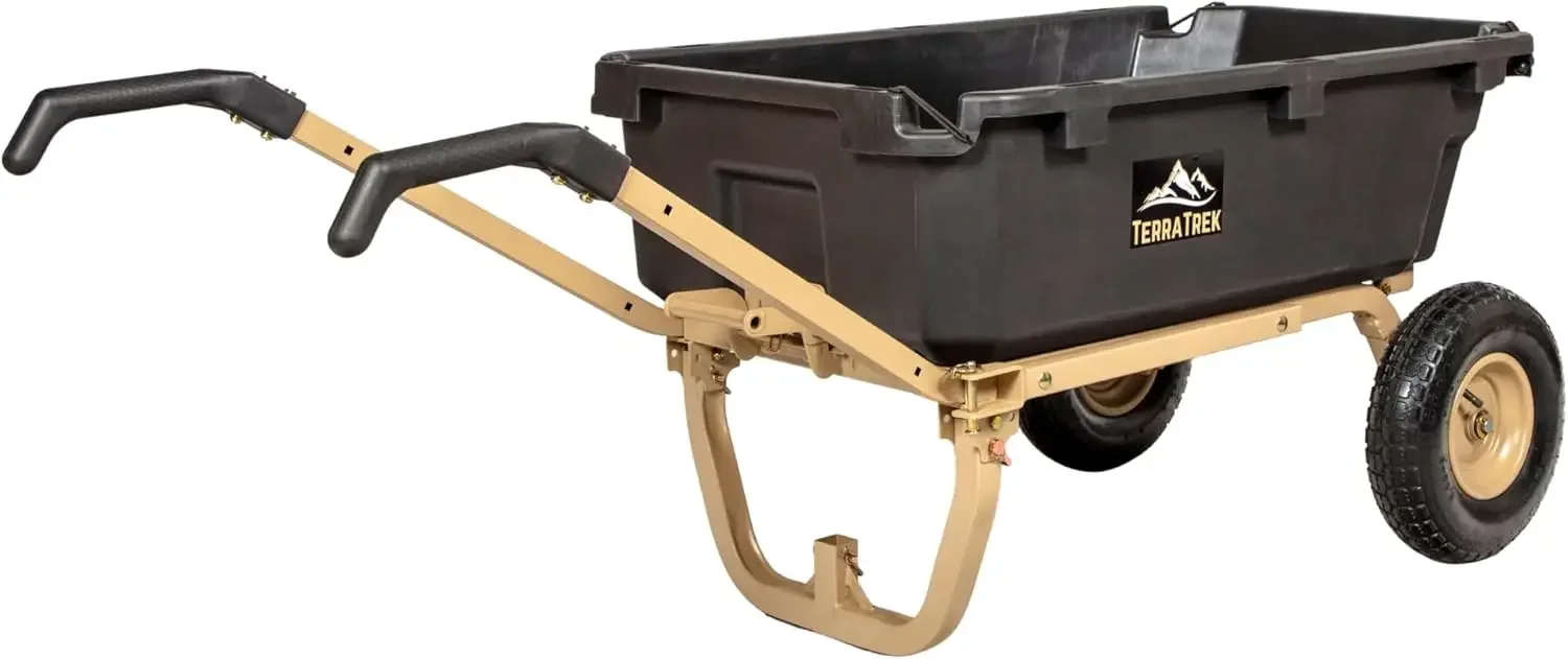 Heavy-Duty Garden Cart on Wheels - 7 Cu. Ft. 2-in-1 Utility Wagon & Wheelbarrow, Push or Tow Design, 600 lb. Capacity