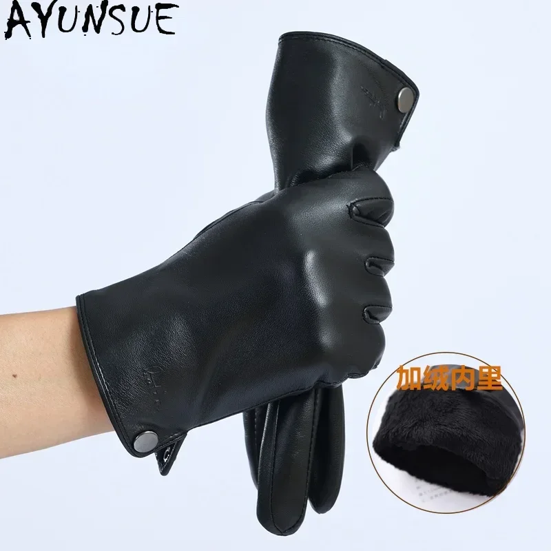 ayunsue-new-fashion-men's-gloves-winter-genuine-sheepskin-leather-gloves-male-touch-screen-warm-thick-gloves-handschoenen-sqq388