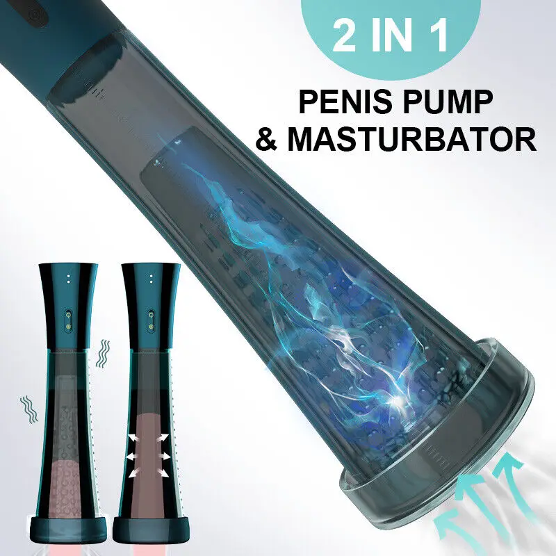 Electric Male Penis Pump Vacuum Pumps Masturbator Penile Enlargement Enhance Erection 2 IN 1 Cock Trainer Adult Sex Toys for Men