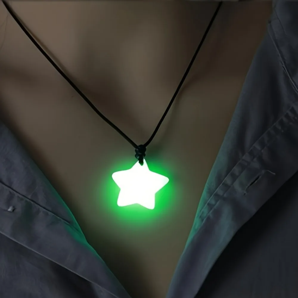 Luminous Star Pendant Necklace and Bracelet Set (Adjustable Rope/Sporty-Cute)