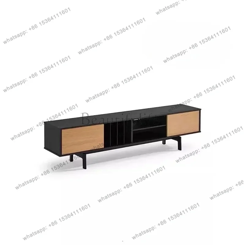 Italian minimalist oak designer tall TV cabinet living room home color matching medieval TV locker