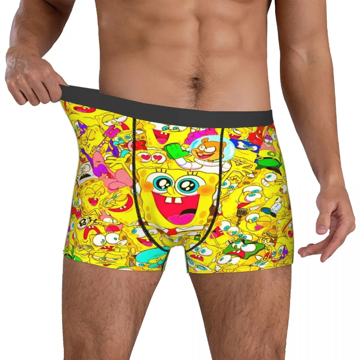 SpongeBobed Anime Cartoon Boxers Gag Gift For Men Humorous Underwear Boxer Briefs