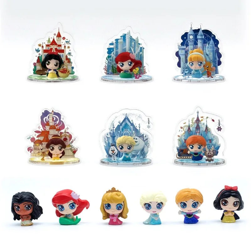 Disney Princess Frozen Blind Box Sparkle Cute Snow White Cinderella Ariel Belle Elsa Anna Olaf Sven Mini Figure Doll Ornament - view 5