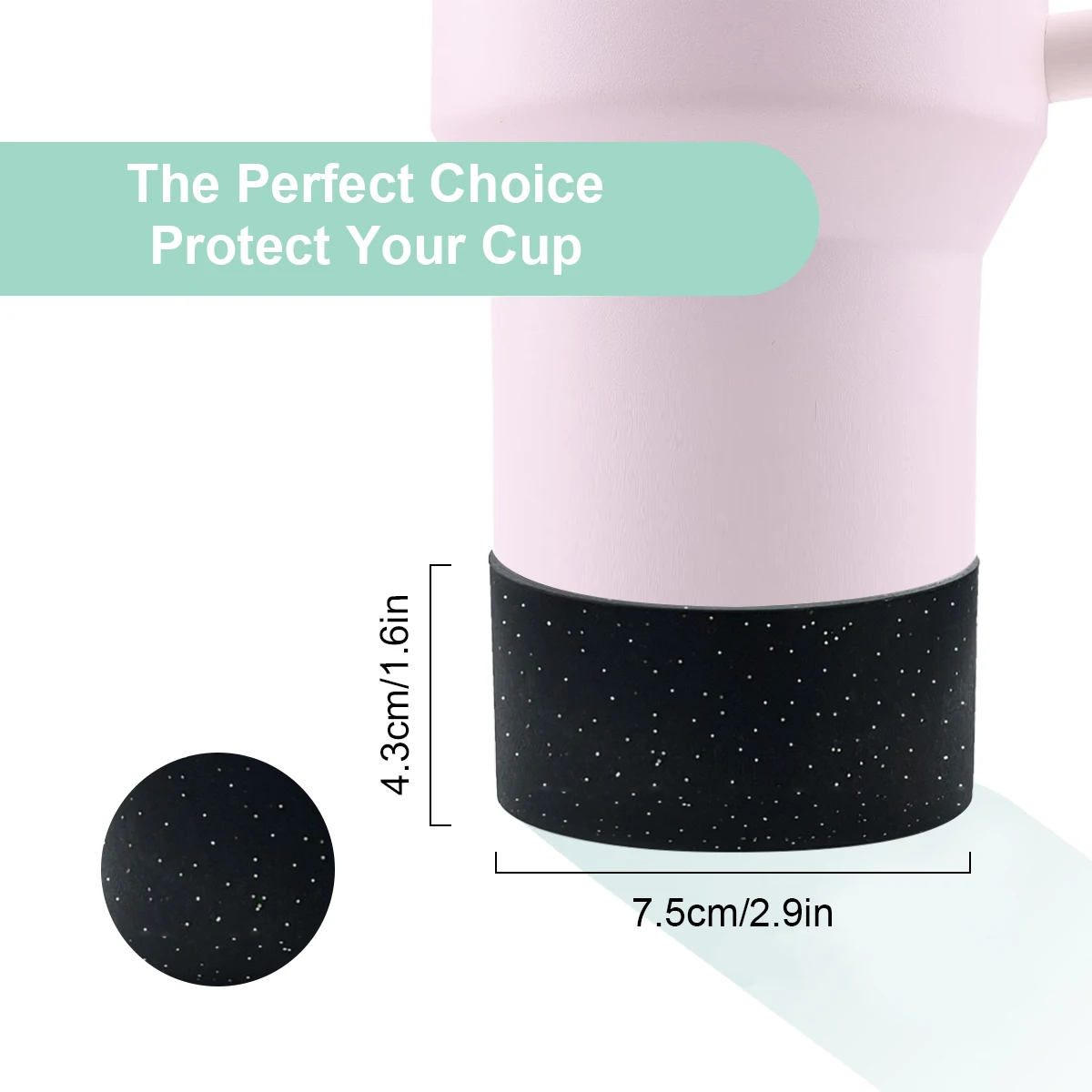 Leeseph Protective Glitter Silicone Boot,Compatible with Stanley Tumbler and More Bottles/Tumblers with 2.9in Bottom, Anti-Slip