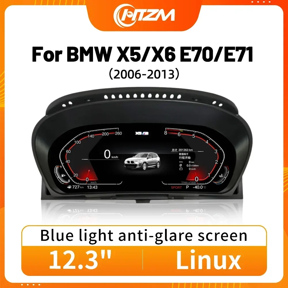 12.3inch For BMW 5 X5 X6 E60 E61 E70 E71 2007 - 2013 Car LCD Instrument Cluster Gyroscope Digital Dashboard Speedometer Display