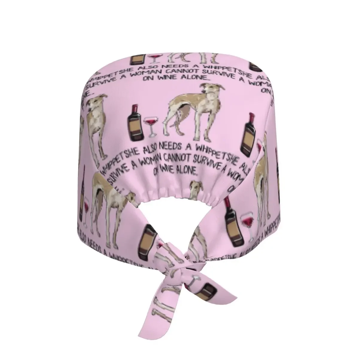 Whippet Dog And Wine Funny Gift For Dog Mom Scrub Hat Doctor Working Surgical Cap Unisex Adjustable Nursing Caps for Dentist