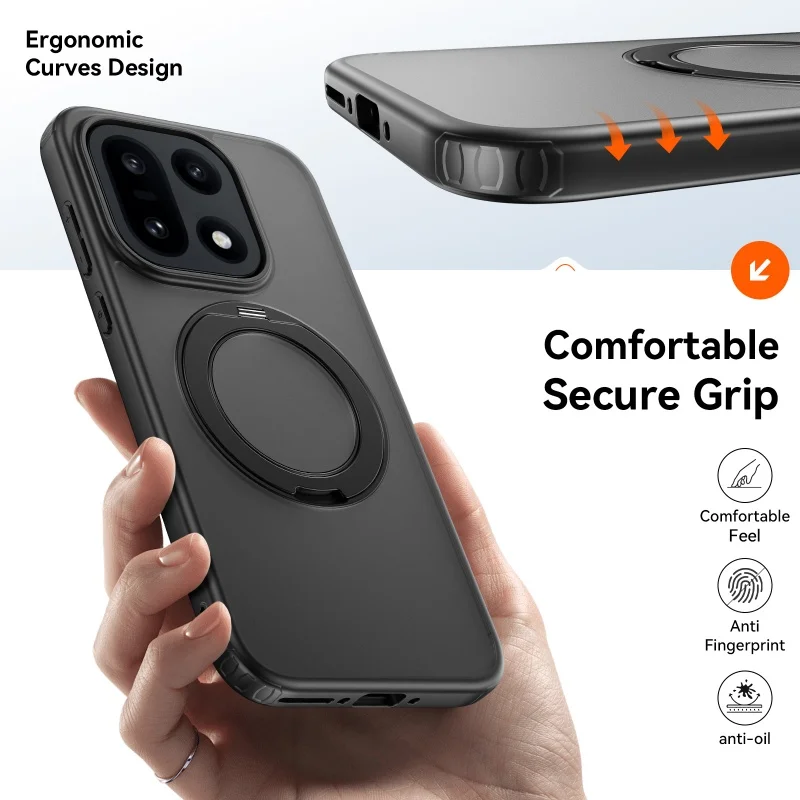 

360 ° Вращающийся металлический кольцевой держатель, кронштейн, противоударный чехол для Oneplus 15, магнитный чехол для беспроводной зарядки