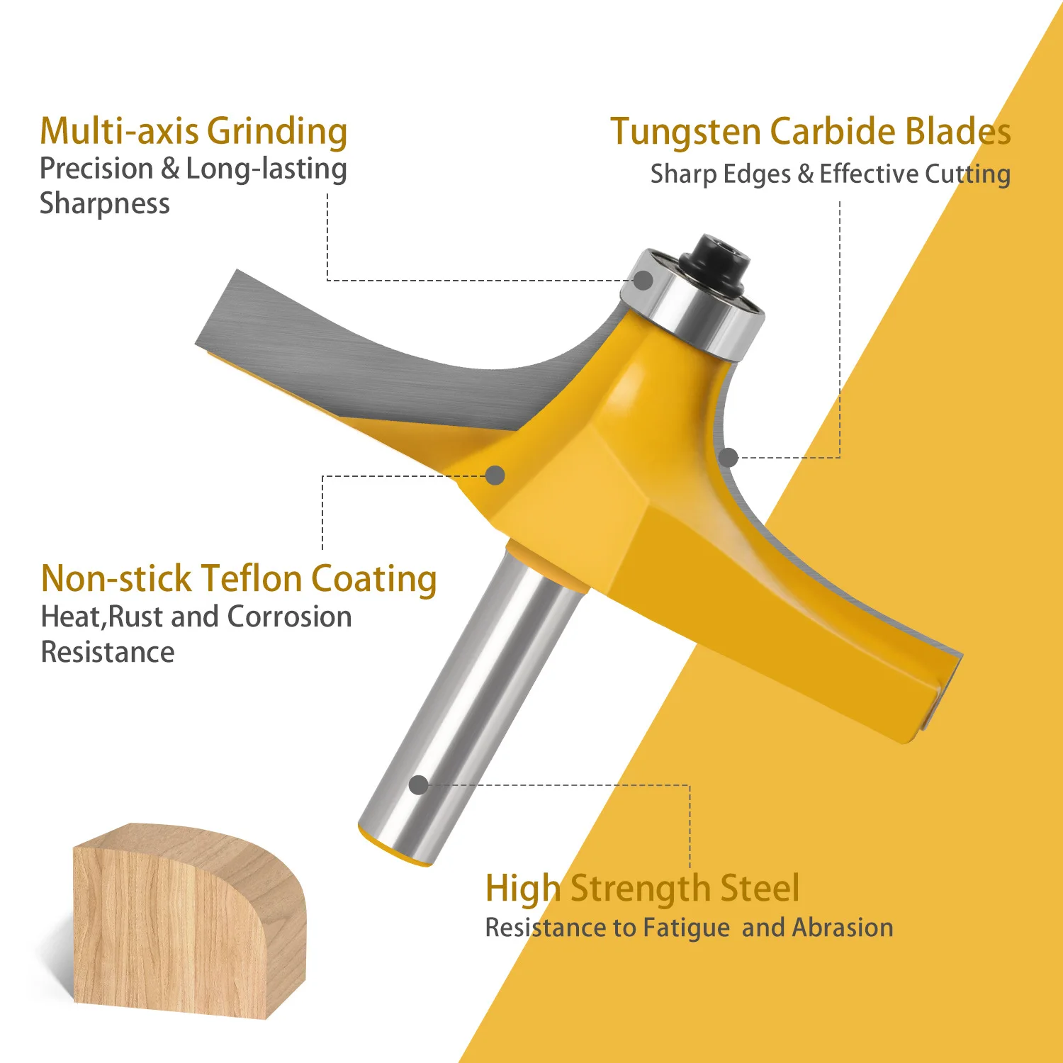 JGZUI 8mm Shank Router Bit Round Over Edge Bit Woodworking Table Edge Handrail Line Door Panel Rounding Machining Milling Cutter