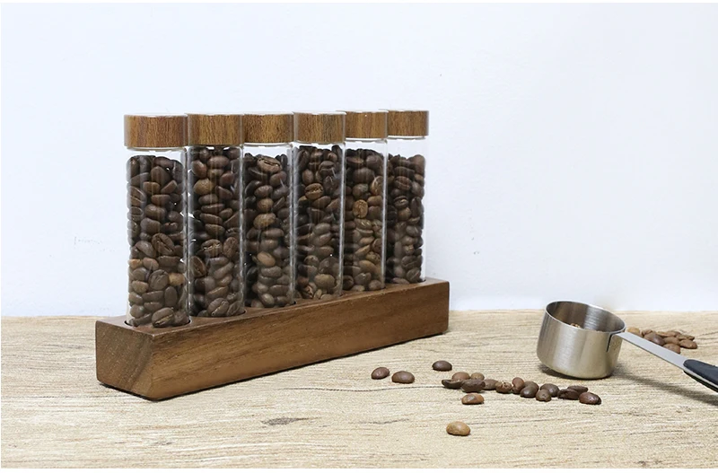Kaffeebohnen Lagerung Container Rohr Display Rack Tee Flasche Glas Einzelne Dosis Espresso Zubehör Coffeware Set Barista Werkzeug Geschenk – Detail 7