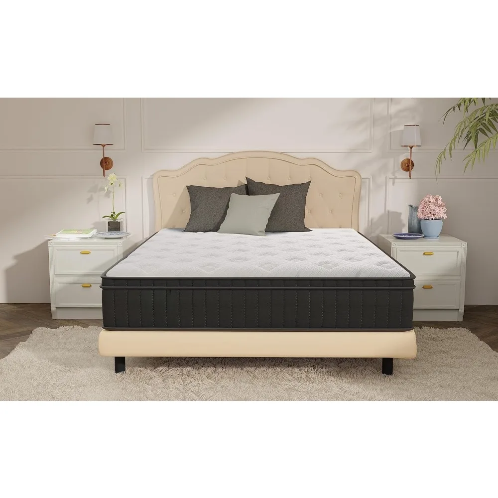 

12 Inch Hybrid Mattress Queen Size with Memory Foam & Pocketed Springs in a Box, Medium Firm Support