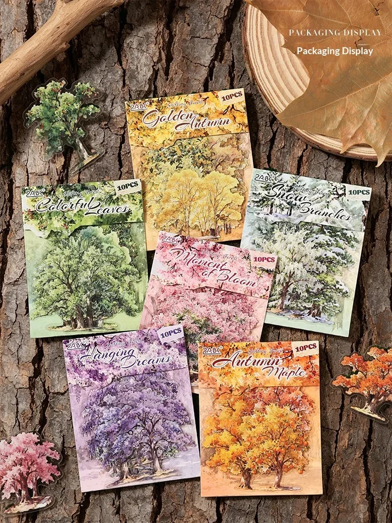 JIANWU Vintage Tree Landscape Material Collage Scrapbooking PET Sticker Creative DIY Journal Stationery