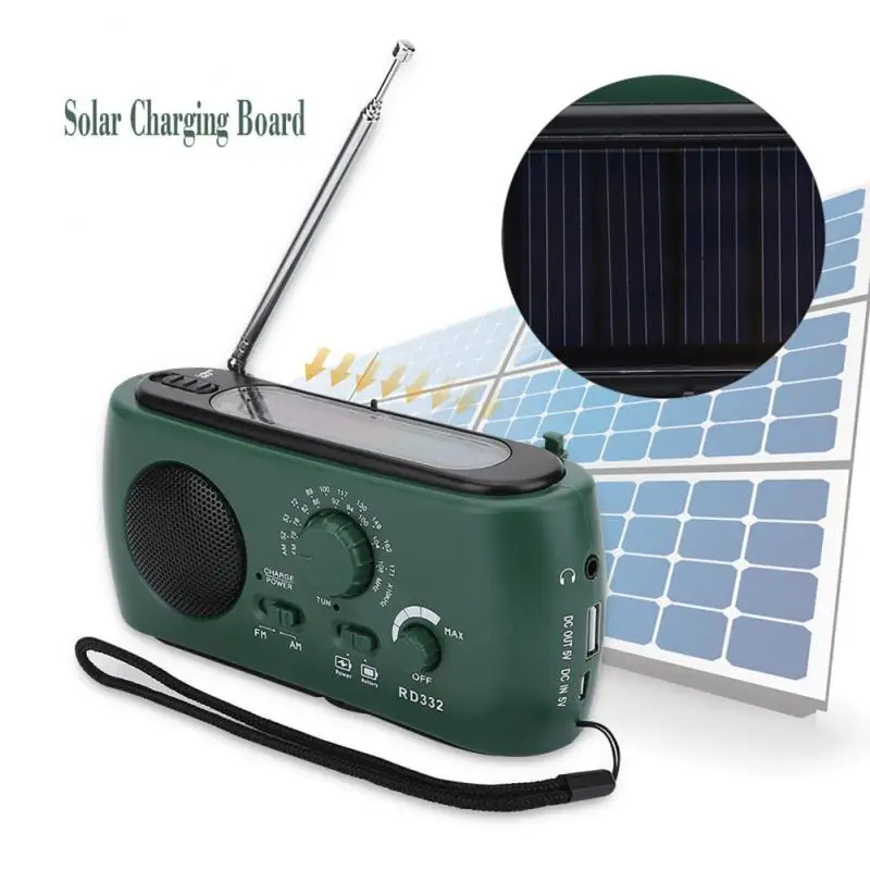 Multifunctional Solar Hand Crank Radio FM/AM Radio USB Charging Emergency Hand Dynamo LED Flashlight