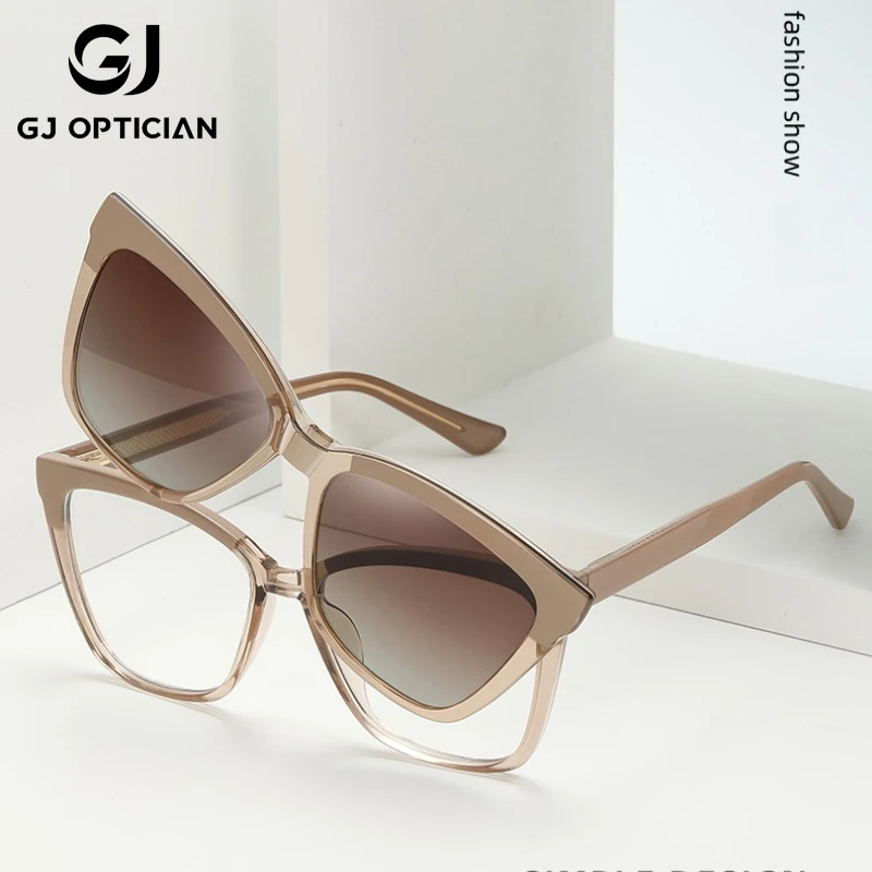 

GJ OPTICIAN Polarized Glasses Magnetic Clip Eyeglasses Two Color Sunglasses Anti Blue Light Optical Prescription Reading Glasses