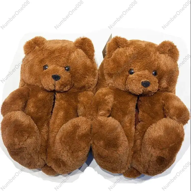 Cartoon Warm Teddy Bear Slippers Cute Bear Cotton Shoes Super Big Bear Indoor Home Shoes Winter Fluff Nest Warm