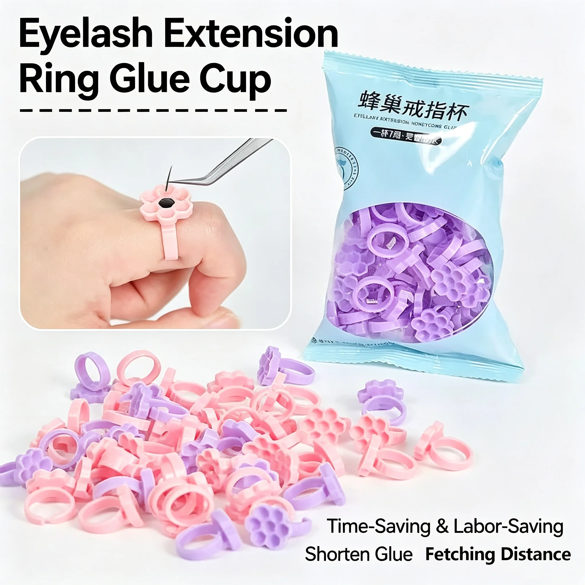 50PCS/Pack New Eyelash Extensions Special Honeycomb drip Glue Cup Positive and Negative Available Glue delay Cup, women wedding