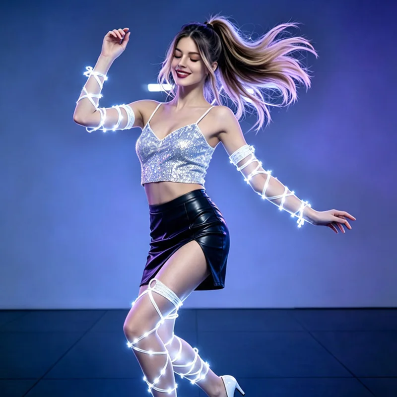 LED Arm Leg Wrap Light Up Rave Costume Flexible LED String Strap For Halloween Party Nightclub Dance Performance Outfit