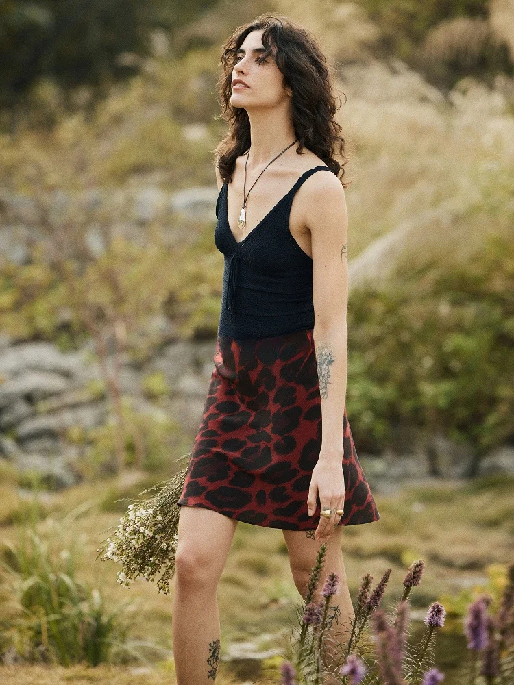 

Sexy Silk A-Line Skirt Women's Silk Satin Classic Leopard Print ort Skirts Summer New Arrival Ele Fene Skirts