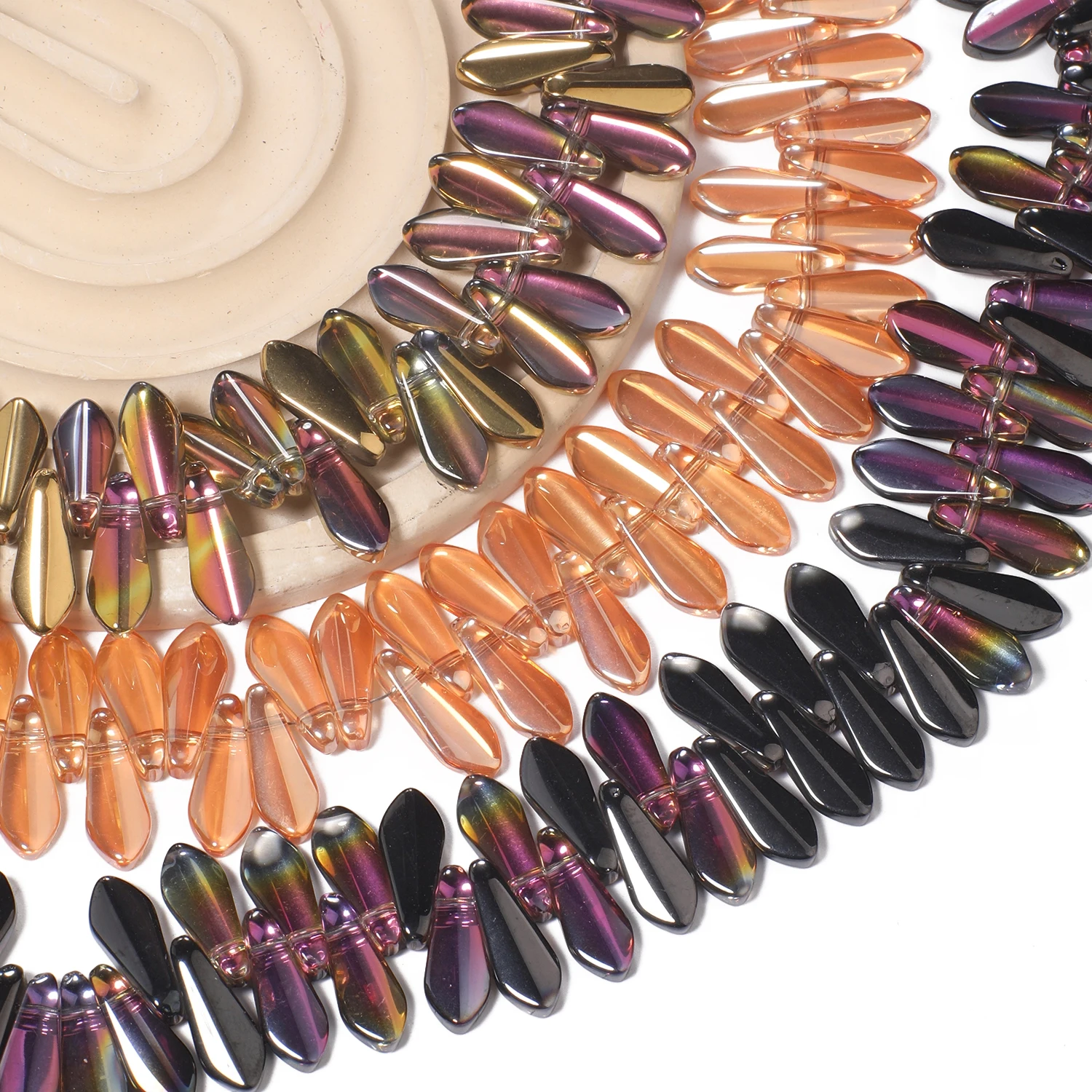 6x16mm AB Mixed Color Horizontal Hole Melon Seed Shape Crystal Bead for DIY Jewelry Making Accessories Handmade Keychain Pendant