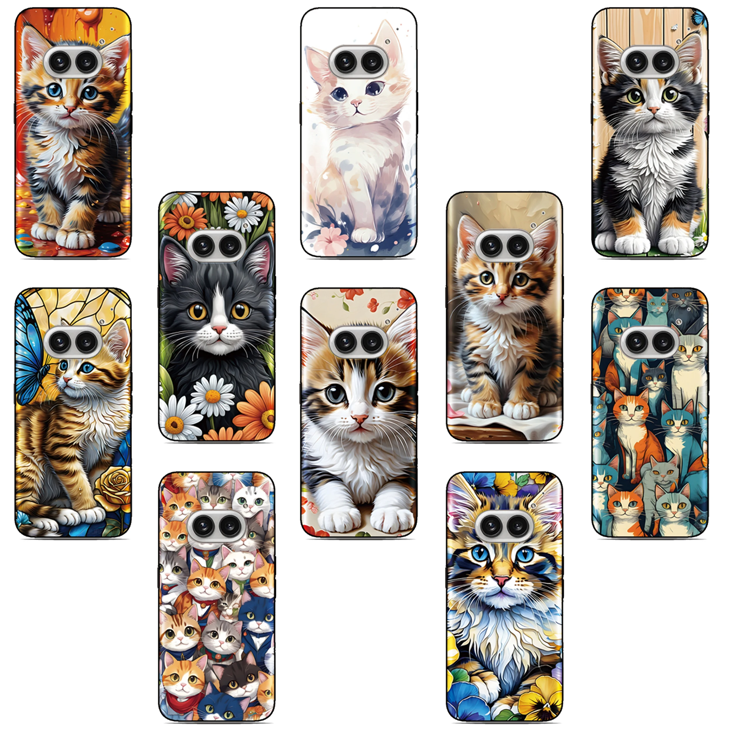 Kätzchen-Katzen-Handyhülle für WIKO T60 T50 T20 T10 View 2 4 Lite 5 Y50 Y60 Y80 Y51 Y61 Y82 Y52 Y62 Power U30 U20 U10 Rückseiten-Cover