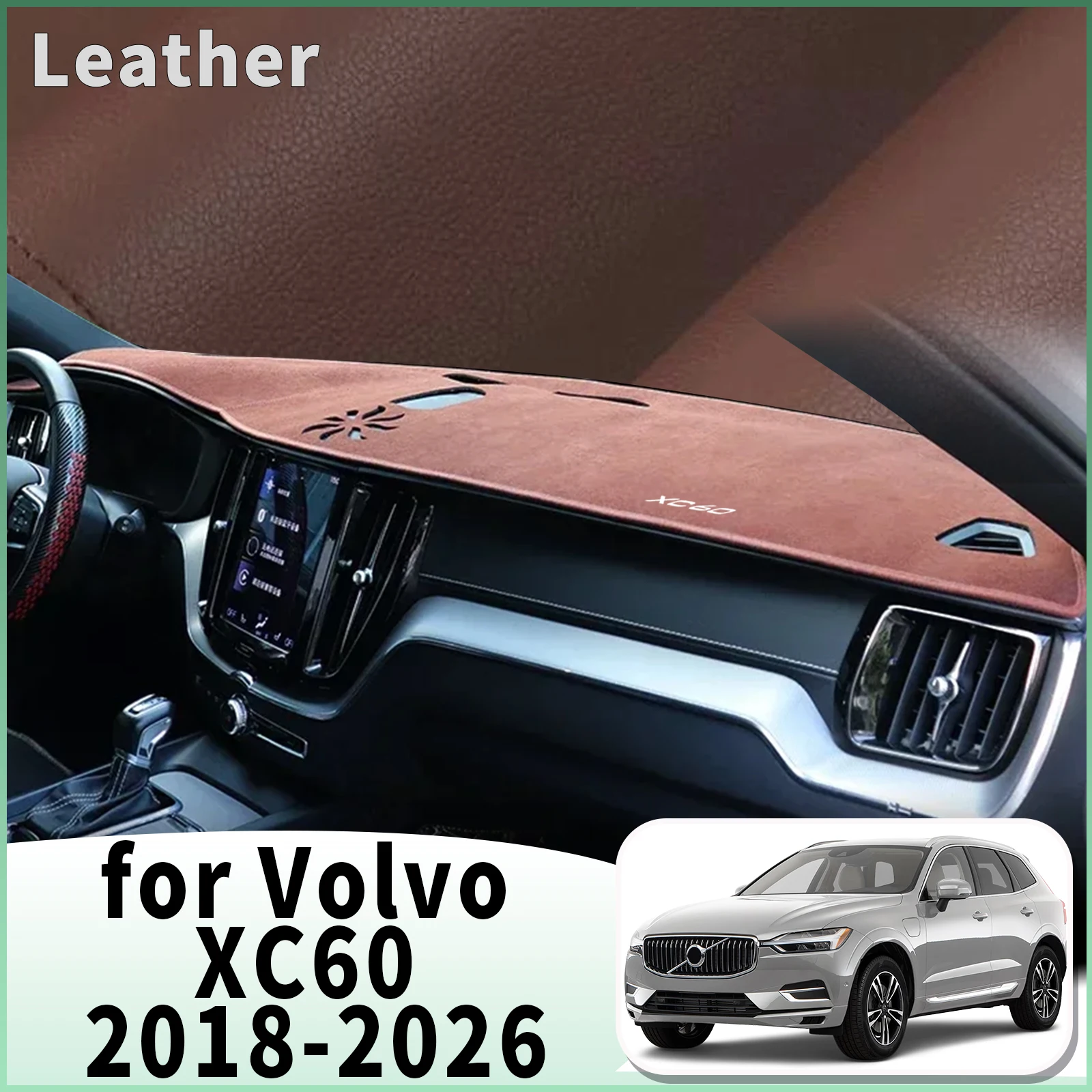 

fit for Volvo XC60 2026 2025-2018 Car Dashmat Accessories Dashboard Cover Pad DashMat Sunshade Protective Carpet Leather