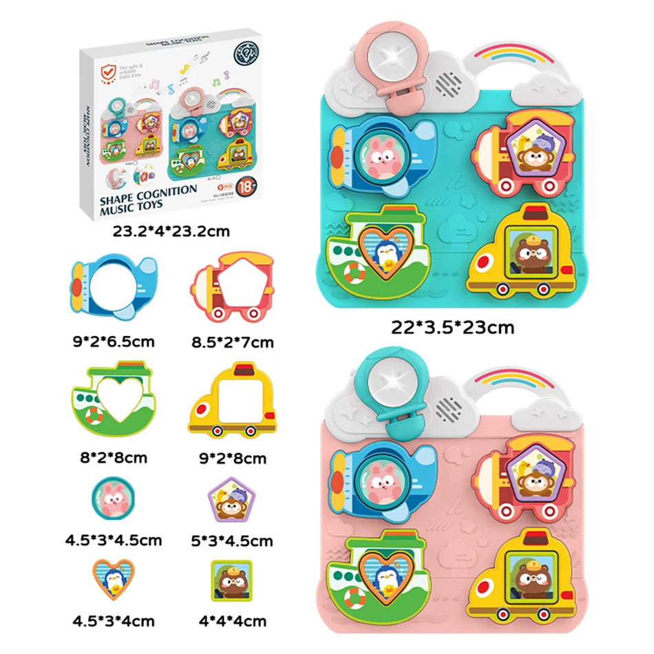 Baby Shape Cognitive Matching Board Game with Sound Intelligence Training Music Toys Early Montessori Educational Puzzle Toys