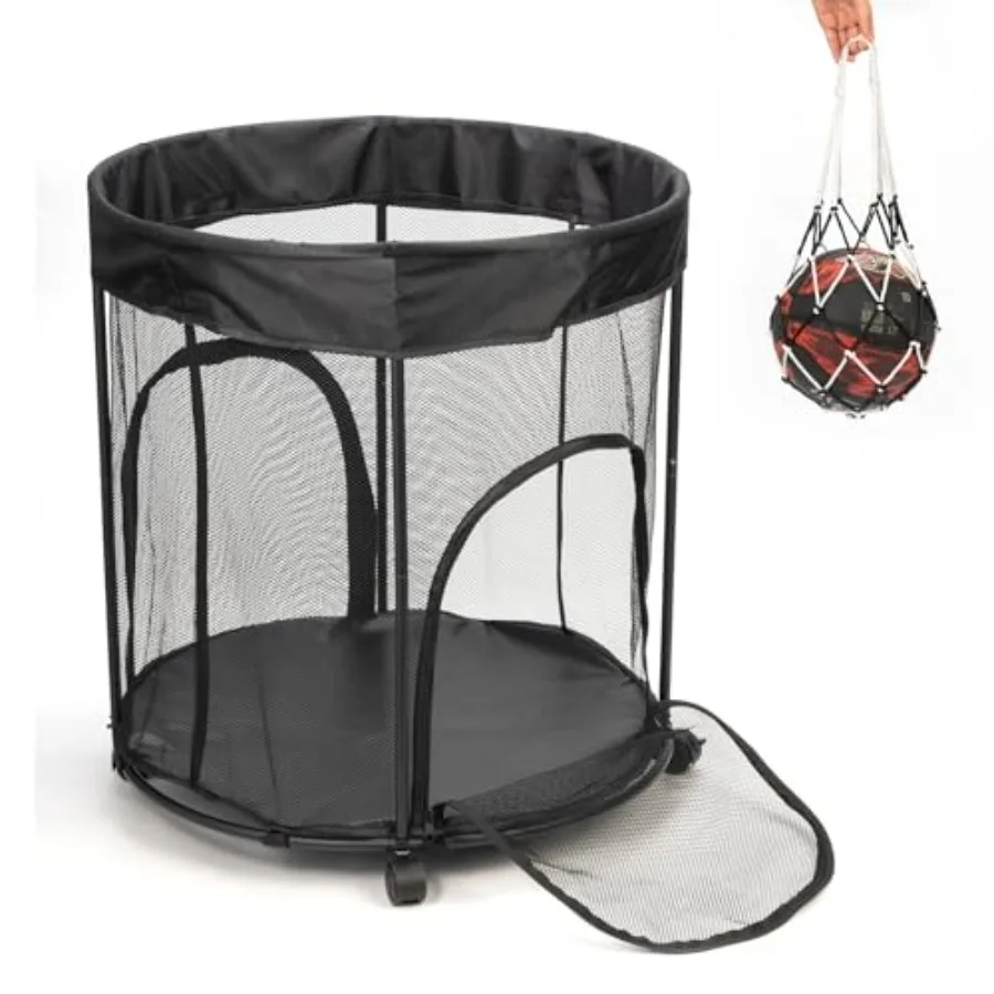 

51.36gal Ball Storage Cart with Wheels 2 Side Opening Ball Basket Ball Cart for Basketball Soccer Baseball Sports Ball Storage