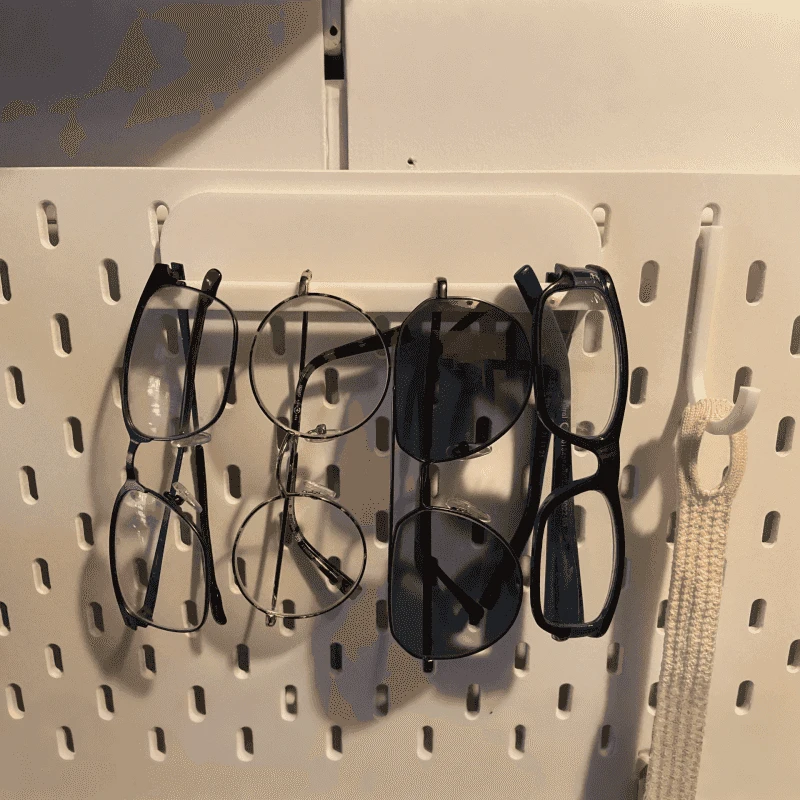 Horizontal Eyeglasses Rack Pegboard Mount Glasses Storage Holder Compatible With Skadis Hole Board Organizer