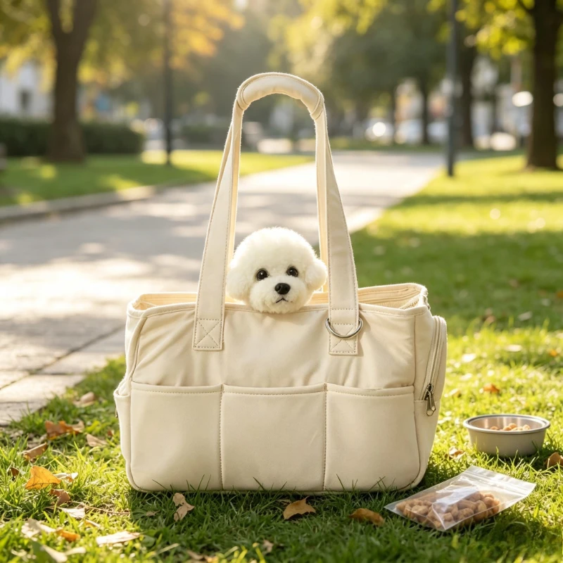 Soft Padded Pet Carrier Tote Bag Warm Cat Dog Travel Shoulder Handbag with Exterior Pockets 반려동물 이동가방