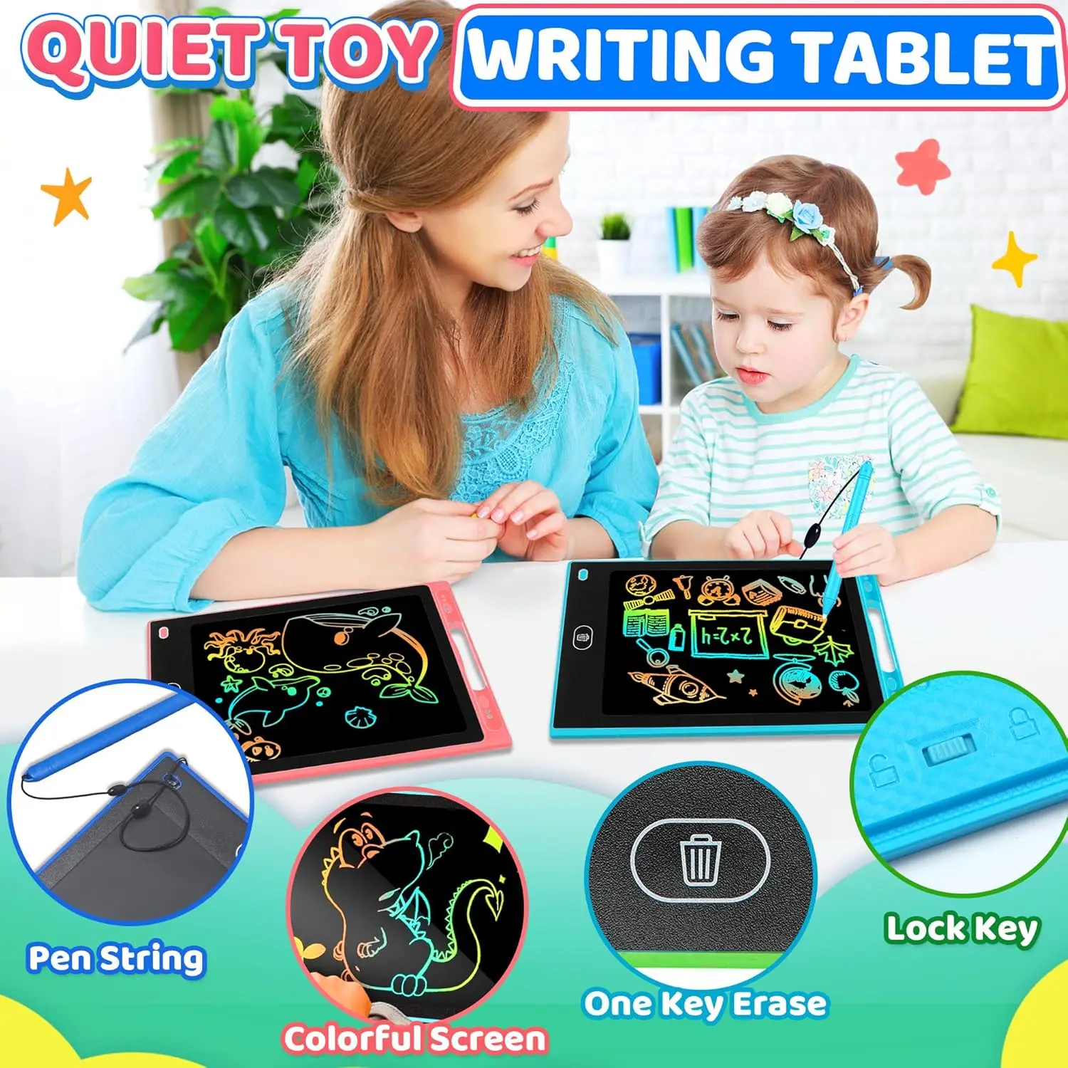 8.5/10/12/16-Inch LCD Writing Tablet Drawing Pad Doodle Board Kids Learning Educational Toys Gifts for 3-8 Years Old Girls Boys image 3