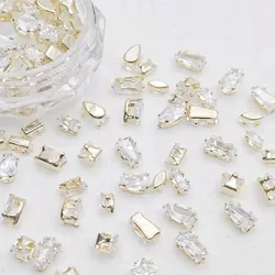 50Pcs/Bag Quality Gold /Silver Sparkle Mini Flatback Diamonds For Nails Decoration Horse Eyes Water Drop Shaped Deisgner Charms