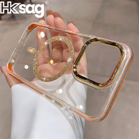 2025 INS Fashion Bling Glitter Clear Phone Case For iPhone 16 15 14 Plus 13 12 11 Pro Max Magnetic Wireless Charge Back Cover