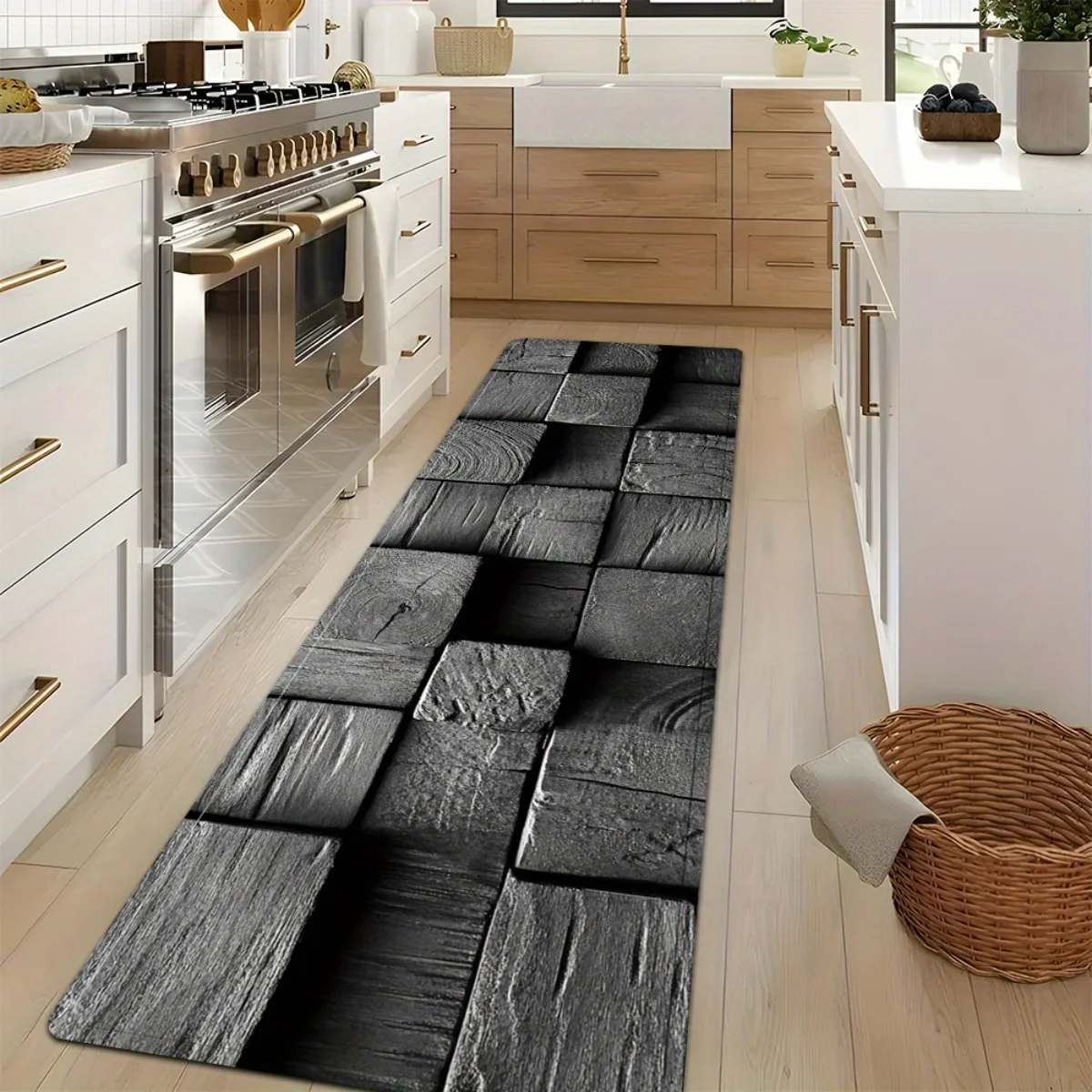 Industrial Style Runner Rug With Textured Surface Soft Touch Non Slip Carpet For Living Room Corridor Decoration