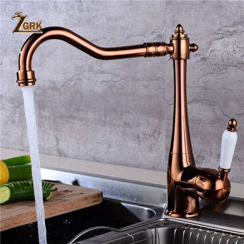 ก๊อกน้ําทองเหลืองห้องครัวติดตั้งก๊อกน้ําสีดําอ่างล้างจาน TAP คลาสสิก Retro KITCHEN Mixer Water TAP เดี่ยว