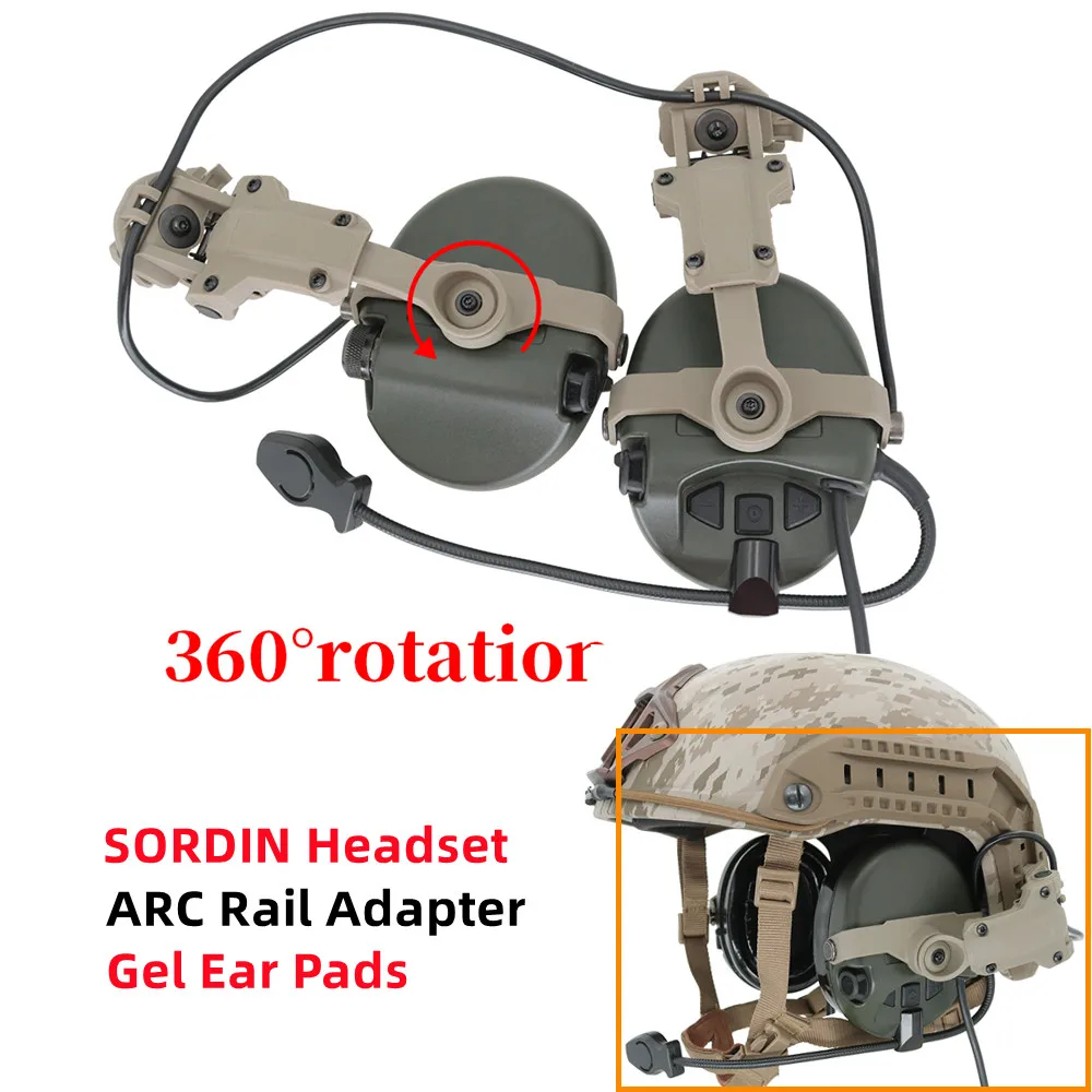 

Tactical Helmet ARC Rail Adapter MSASORDIN Headset Anti-noise Hearing Protection Headset Hunting Airsoft Sport Shooting Earmuff