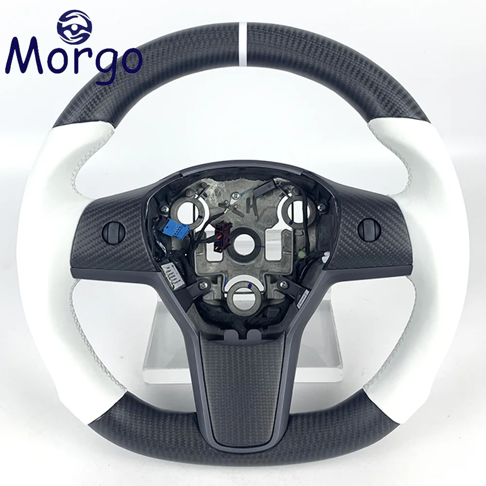 

Car Interior accessories for Tesla 3＆Y Customized matte sport design carbon fiber car steering wheel supporting customization