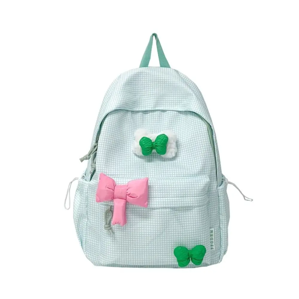 

Новый милый рюкзак с сетчатым узором и бантом, студенческая сумка для ноутбука, большая вместительная сумка-тоут