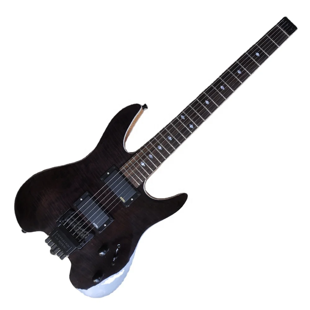

STLF Flyoung Black Flame Headless Electric Guitar Custom Made Rosewood Fretboard Stringed Instruments