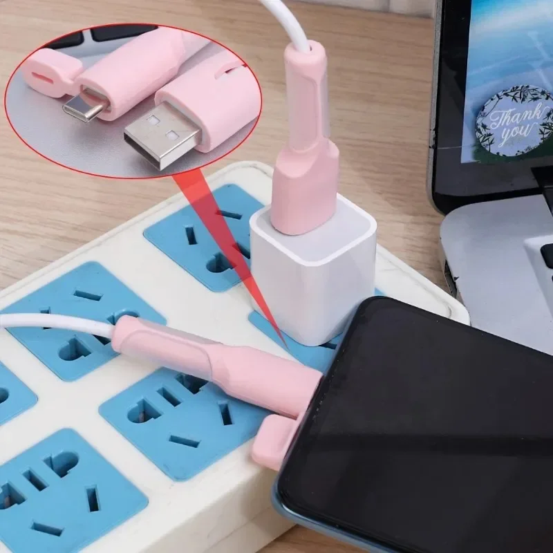 2in1 Cute Silicone Cable Winder Protector for Dual USB C Android Charging Cable Saver Cord Organizer Wire Anti Break Protective