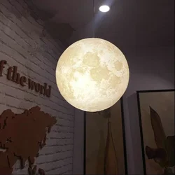 Modern Led 3d Print Moon Pendant Living Room Restaurant Hanging Lamps E27 12w 90v-260v Indoorchildren'S Lighting Luminaire