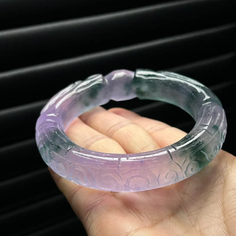 

Certified Natural ice Burmese Green Jade jadeite grave Bracelets bangle 58MM